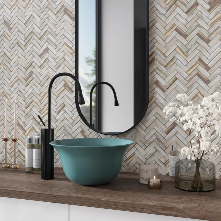 1.2" x 3.9" Glass Mosaic Wall & Floor Tile