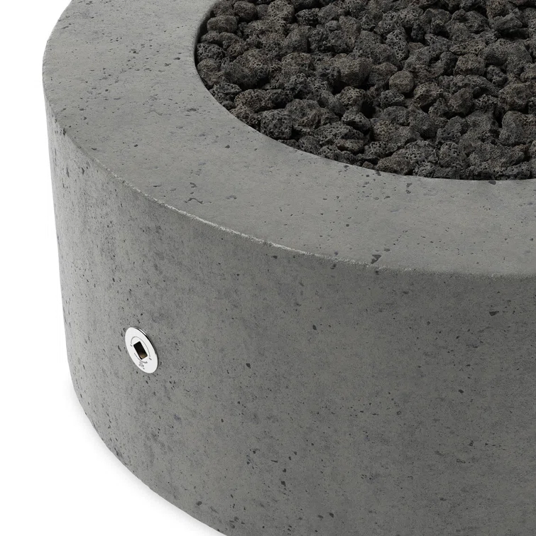 Damian Pewter Concrete Gas Fire Pit Table