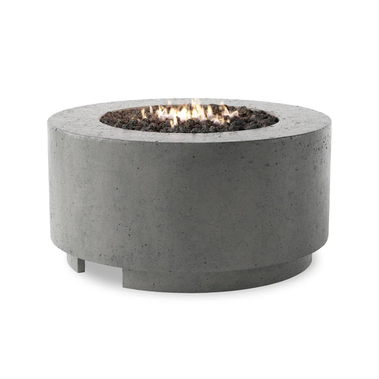 Damian Pewter Concrete Gas Fire Pit Table