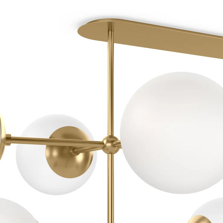 Burnished Brass and Matte Glass 10-Light Linear Chandelier