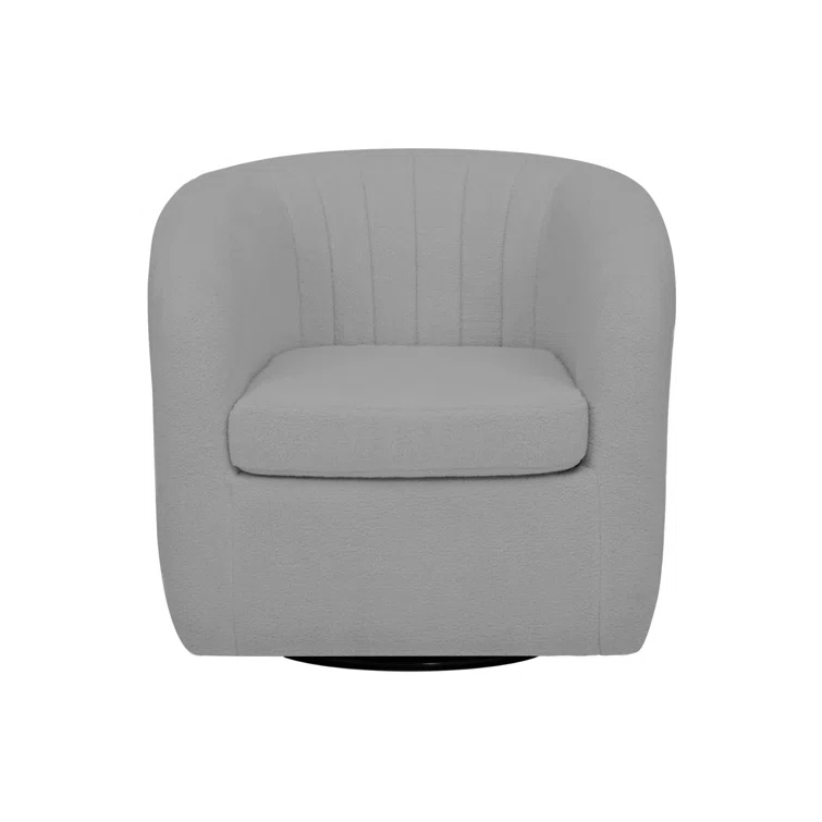 Latitude Run® Swivel Mid-Century Modern Accent Tub Chair with Faux Shearing Upholstery and Hidden Base