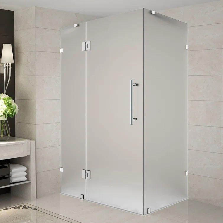 Avalux 42 in. W x 34 in. D x 72 in. H Frameless Shower Enclosure, Frosted Glass