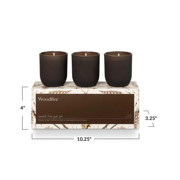 ILLUME Candle Trio Gift Set, Woodfire (Set of 3)