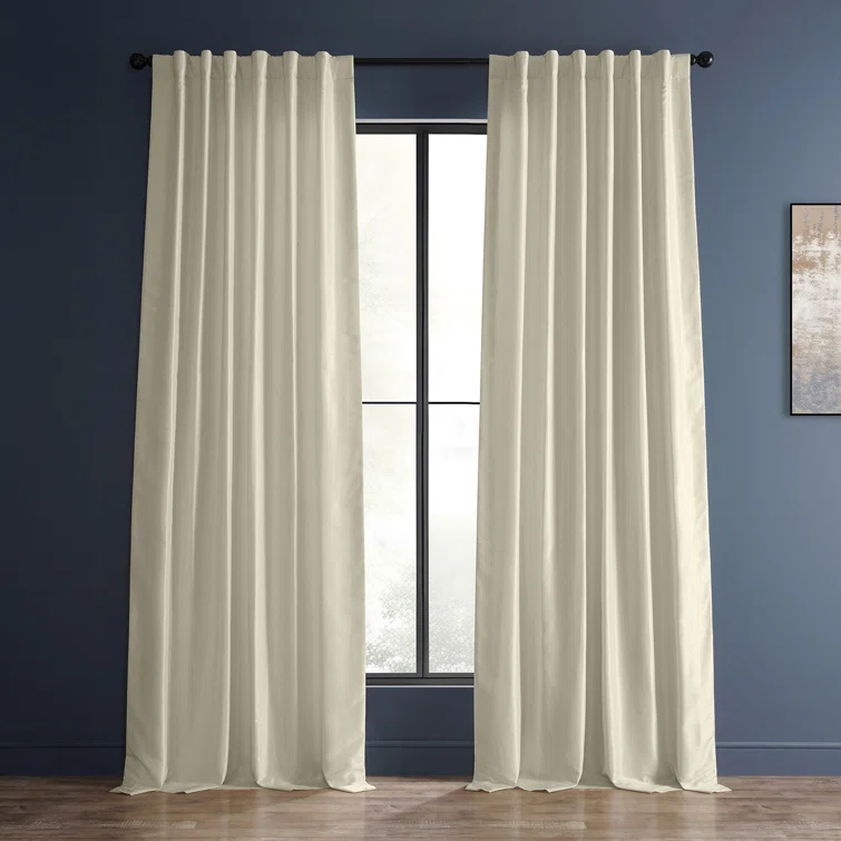 Rayne Vintage Textured Faux Dupioni Silk Room Darkening Curtains Window Single Curtain Panel