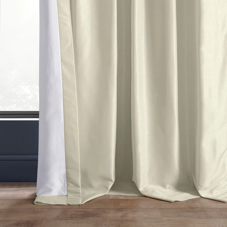 Rayne Vintage Textured Faux Dupioni Silk Room Darkening Curtains Window Single Curtain Panel