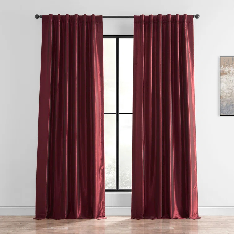 Rayne Vintage Textured Faux Dupioni Silk Room Darkening Curtains Window Single Curtain Panel