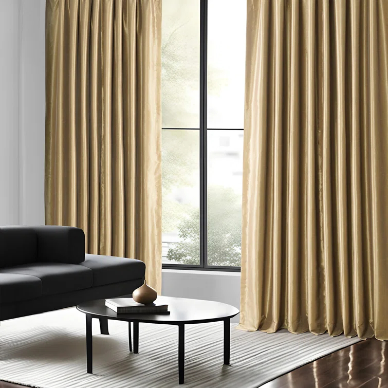 Rayne Vintage Textured Faux Dupioni Silk Room Darkening Curtains Window Single Curtain Panel