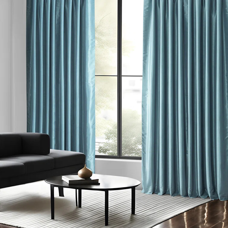 Rayne Vintage Textured Faux Dupioni Silk Room Darkening Curtains Window Single Curtain Panel