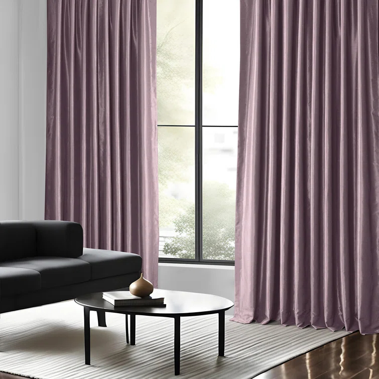 Rayne Vintage Textured Faux Dupioni Silk Room Darkening Curtains Window Single Curtain Panel