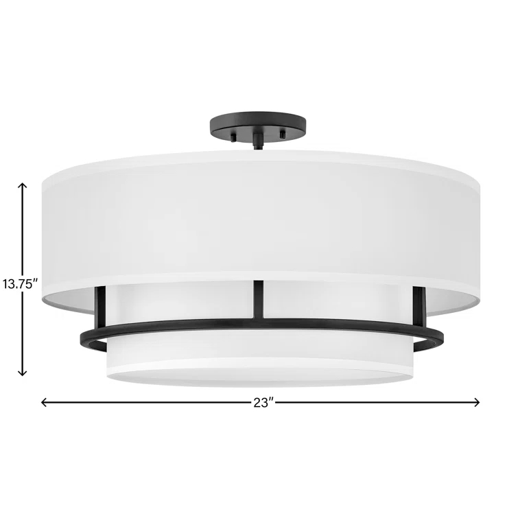 Graham Four-Light Semi-Flush Mount Ceiling Light w/ Faux Parchment Shades