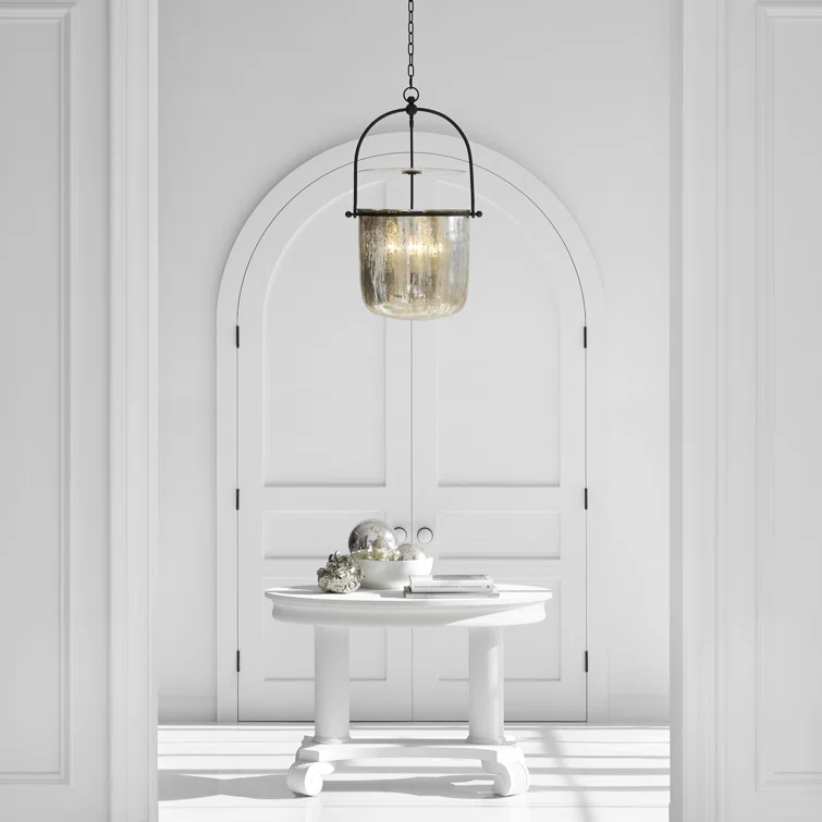 Lorford Aged Iron and Mercury Glass 4-Light Chandelier