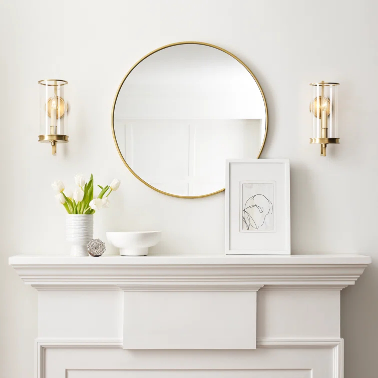 Antique Brass and Clear Glass Hurricane Wall Sconce