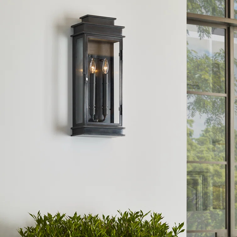 Antique Brass Lantern Style Dimmable Wall Sconce