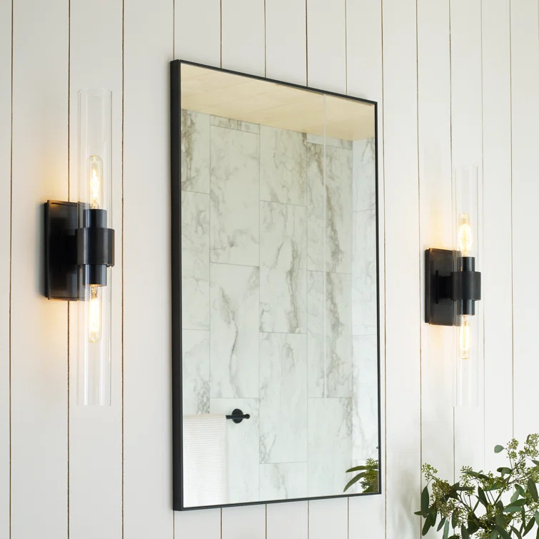 Bronze Dimmable Vanity Sconce with Glass Shade