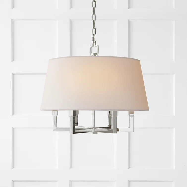 Polished Nickel Crystal Drum Chandelier with LED Lights