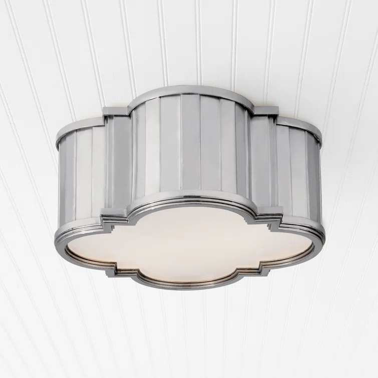 Elegant Tilden Polished Nickel & White Glass Ceiling Mount