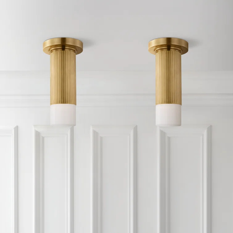 Hand-Rubbed Antique Brass LED Glass Flush Mount