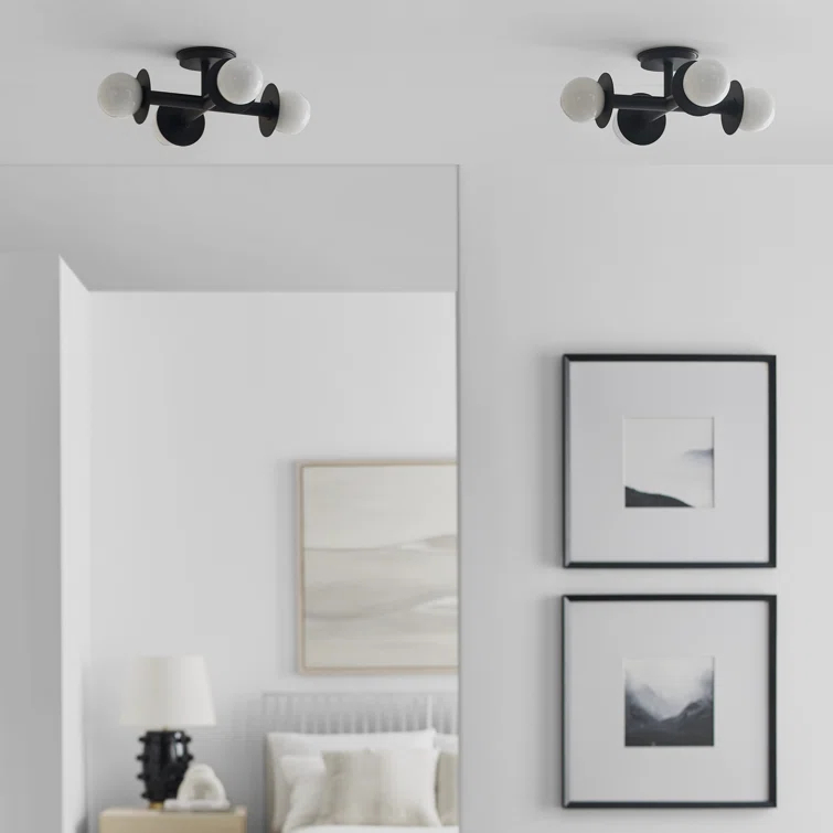 Nodes Semi-Flush Mount Light by Kelly Wearstler - Burnished Brass / 18"Dia