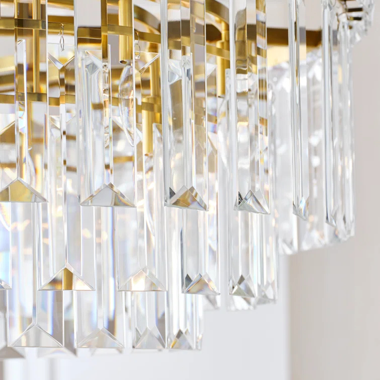 Elegant Burnished Brass and Crystal 16-Light Chandelier