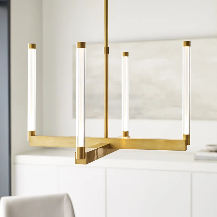 Phobos Natural Brass LED Chandelier 24" Intersecting Form