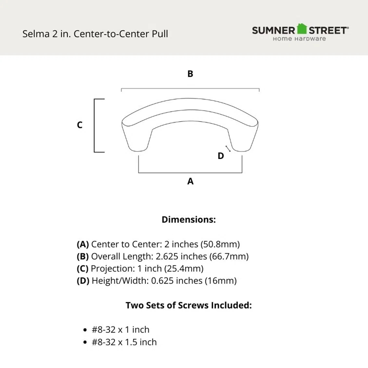 Selma 2" Center Arch Pull Multipack