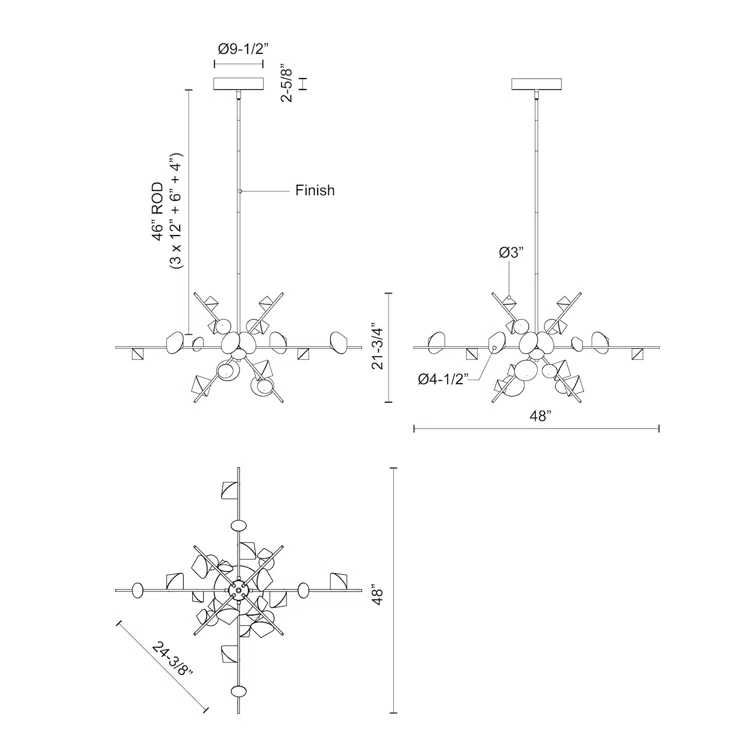 Geode Dimmable LED Sputnik Modern Linear Chandelier