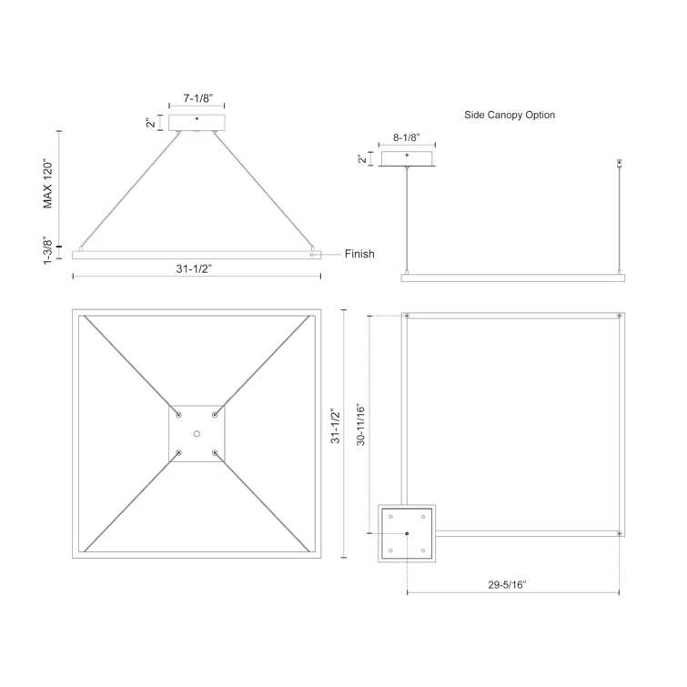 Kuzco Lighting Piazza Dimmable LED Square / Rectangle Chandelier