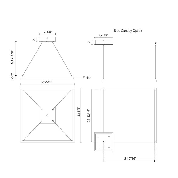 Piazza Dimmable LED Square / Rectangle Chandelier
