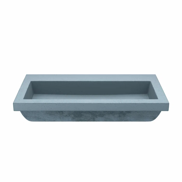 Native Stone Handcrafted Concrete 36" Trough Bathroom Sink