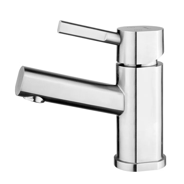Whitehaus Collection WHS0311-SB-BSS Whitehaus Collection Stainless Steel Single Lever Bathroom Faucet with Pop-up Drain