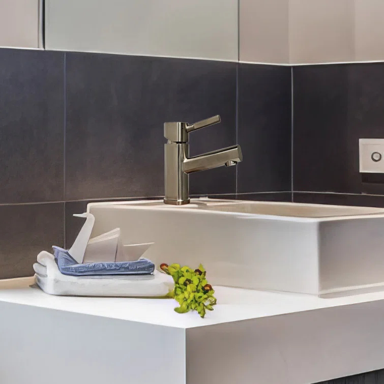 Whitehaus Collection WHS0311-SB-BSS Whitehaus Collection Stainless Steel Single Lever Bathroom Faucet with Pop-up Drain
