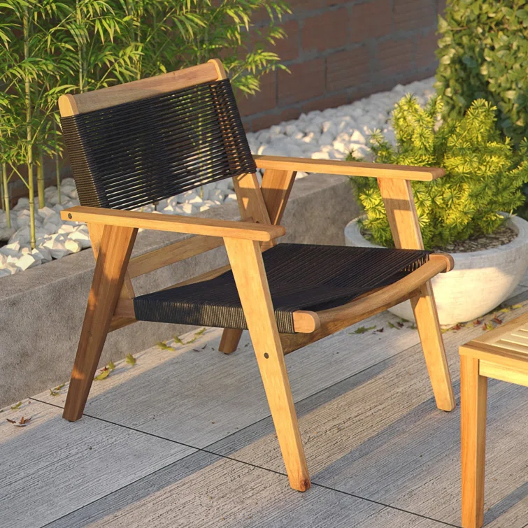 PatioSense Patio Sense Kingsmen Armchair ,Natural Finish ,Midcentury Modern Sofa Chair ,Indoor & Outdoors
