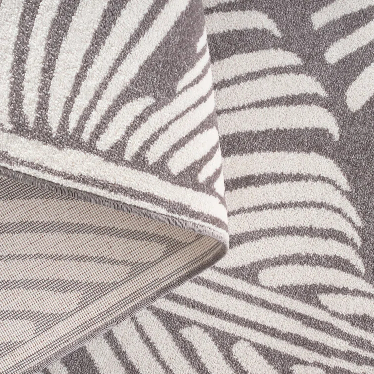 TOMMY BAHAMA Lanai Palm Leaves Indoor Outdoor Area Rug Dark Grey/Ivory