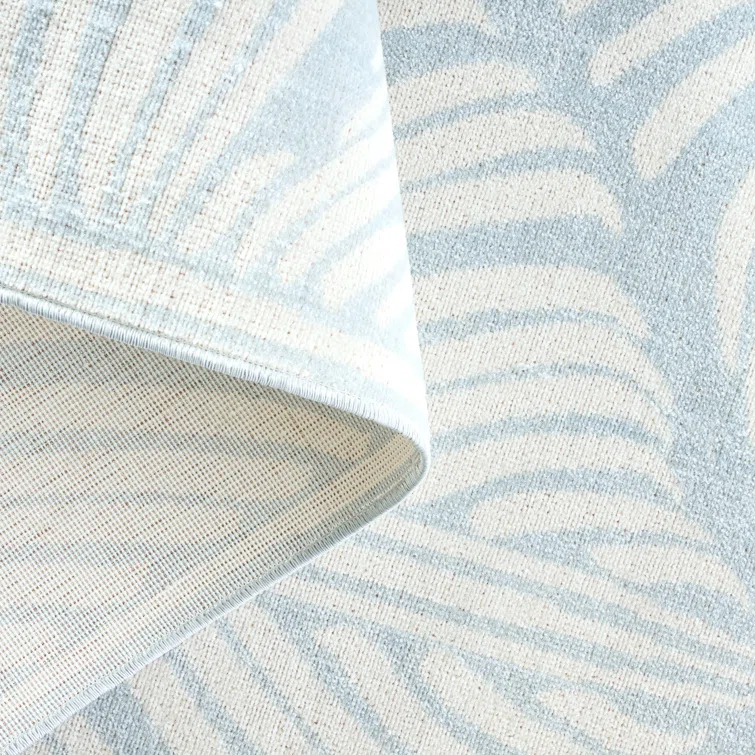 TOMMY BAHAMA Lanai Palm Leaves Indoor Outdoor Area Rug Blue/Ivory