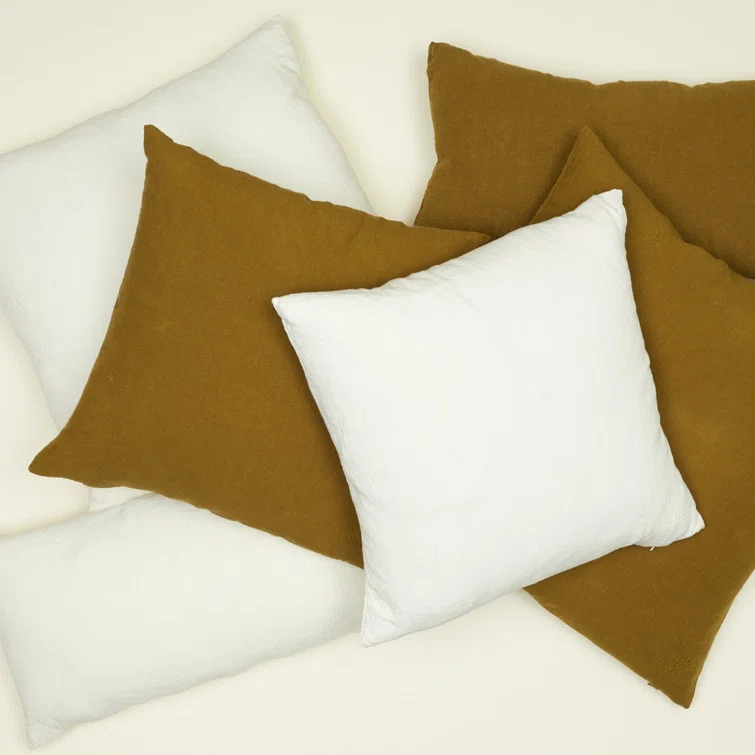 Simple Embroidered Linen Lumbar Throw Pillow