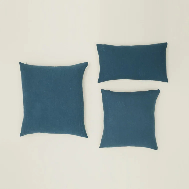 Simple Embroidered Linen Lumbar Throw Pillow