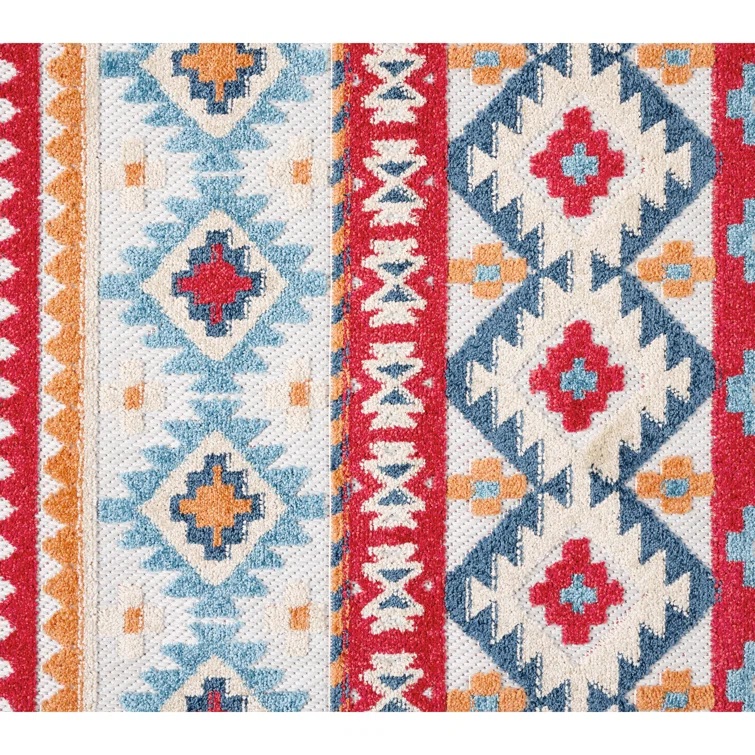 TOWN & COUNTRY EVERYDAY Dahlia Southwestern Stripe Outdoor Rug Red/Multi