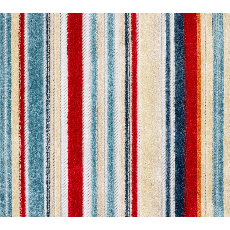 TOWN & COUNTRY EVERYDAY Rio Multicolor Stripe Outdoor Rug Red/Multi