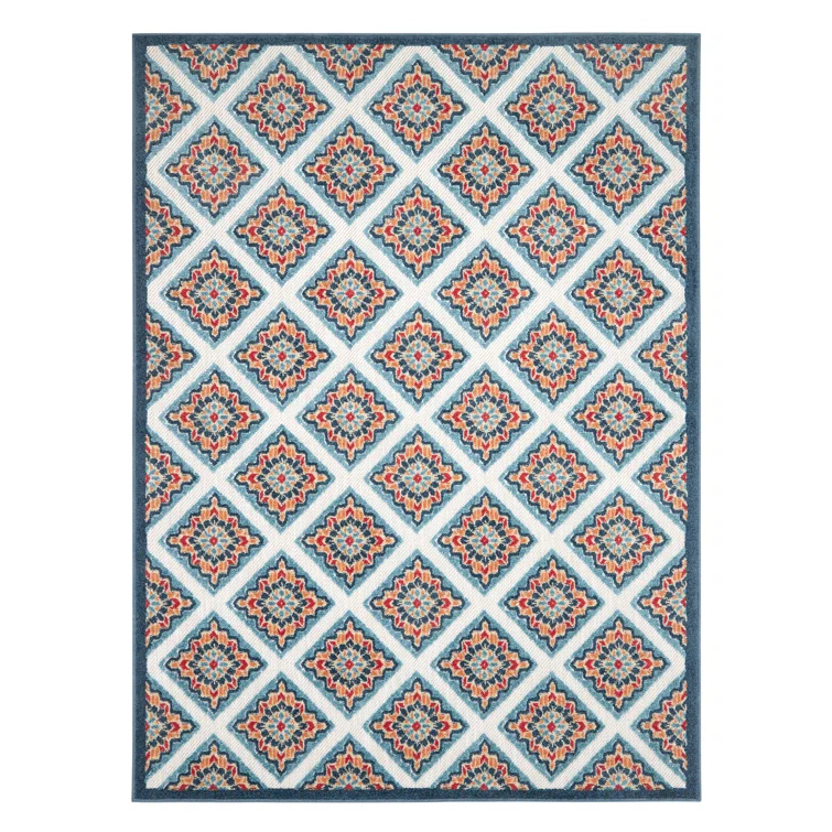 TOWN & COUNTRY EVERYDAY Brooks Retro Geo Outdoor Rug Red/Multi