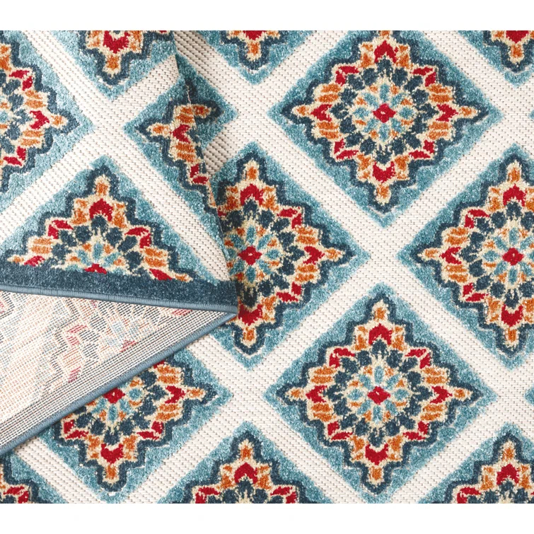 TOWN & COUNTRY EVERYDAY Brooks Retro Geo Outdoor Rug Red/Multi