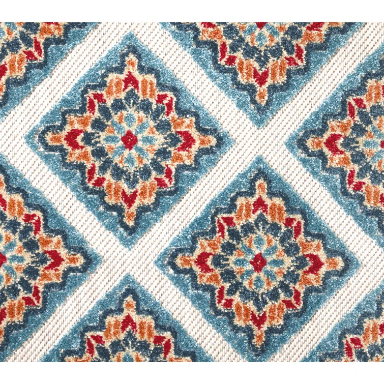 TOWN & COUNTRY EVERYDAY Brooks Retro Geo Outdoor Rug Red/Multi