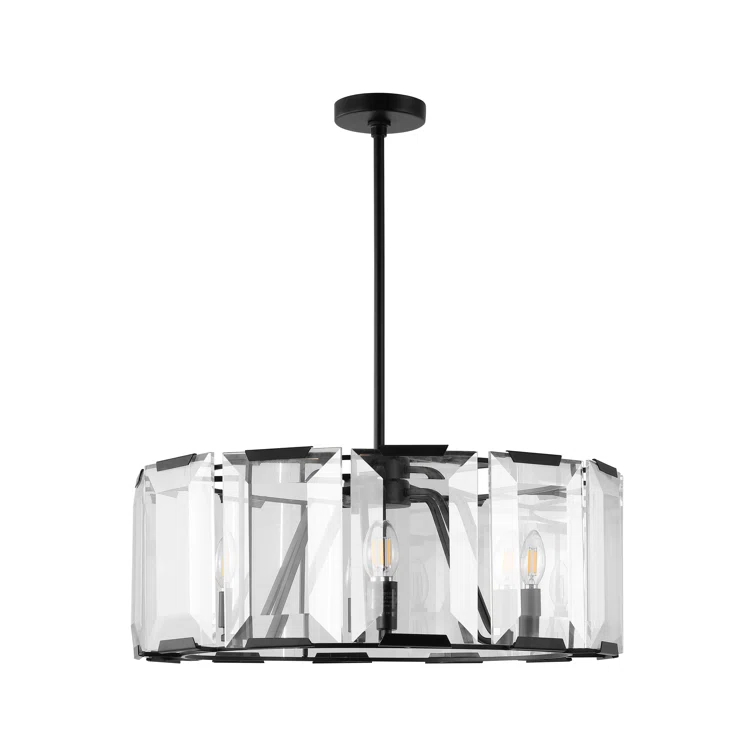Esperanza Sleek Black Metal and Emerald-Cut Crystal Chandelier