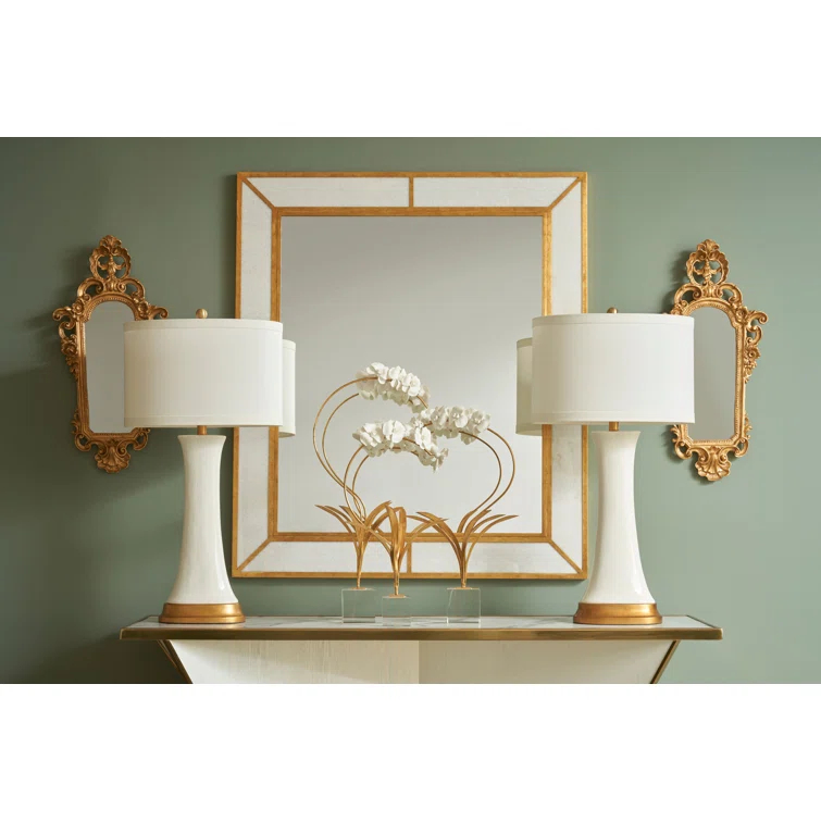 Elegant Matte White Ceramic Orchid Sculpture on Crystal Stand