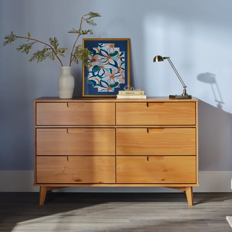 Yarber 6 Drawer Solid Wood Double Dresser