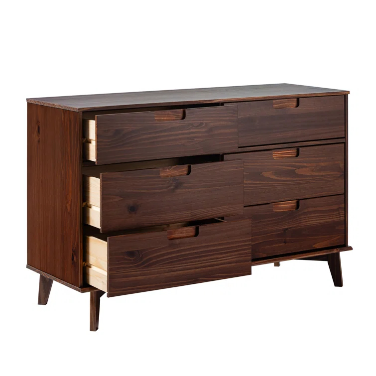 Yarber 6 Drawer Solid Wood Double Dresser