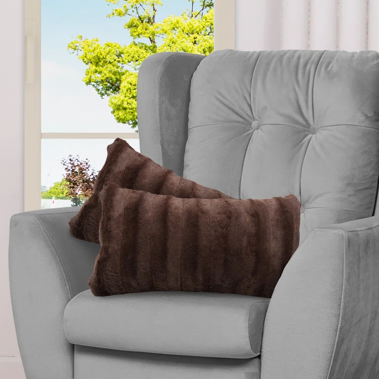 Cheer Collection Faux Fur Throw Pillow (Set of 2)