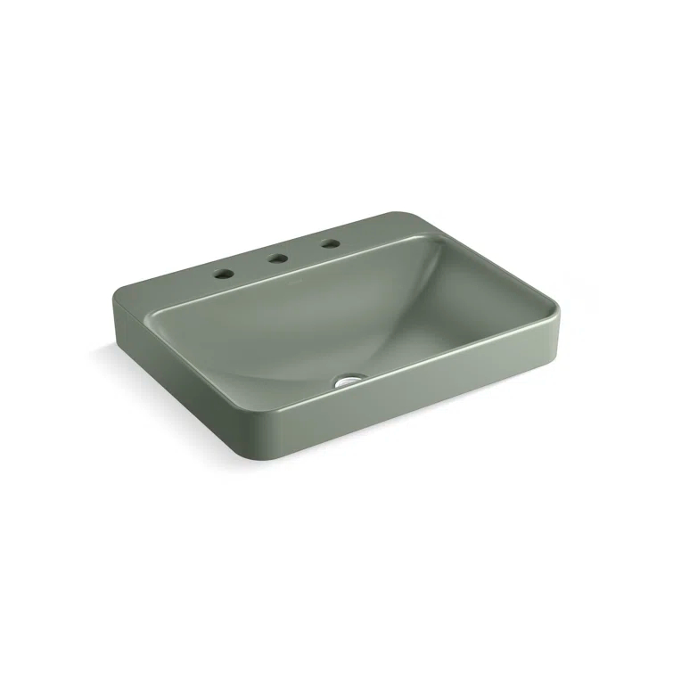 Vox® Vitreous China Rectangular Vessel Bathroom Sink with Overflow