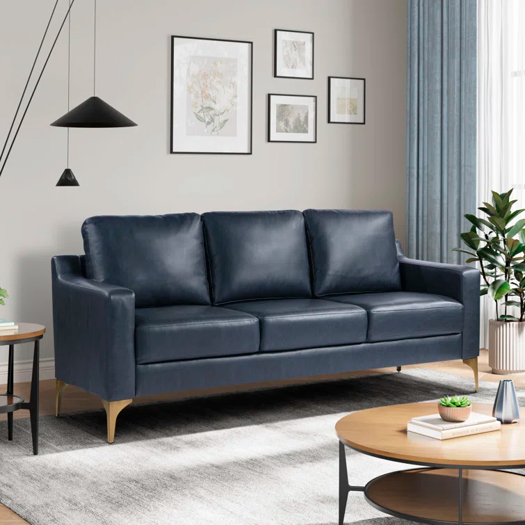 Turner 68.9" Square Arm Faux Leather Sofa