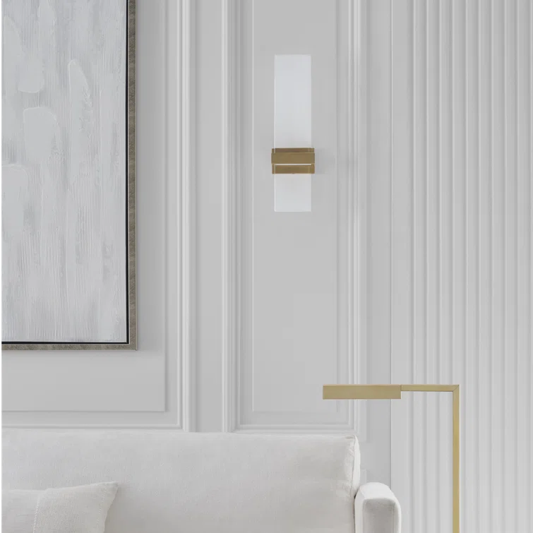 Natural Brass and Glass Dimmable Wall Sconce with LED Light