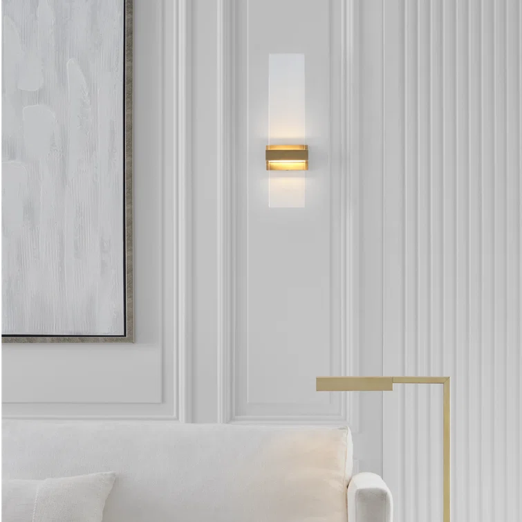 Natural Brass and Glass Dimmable Wall Sconce with LED Light